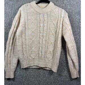 Montgomery Ward Vintage Cable Knit‎ Sweater Cream Acrylic - Womens Medium